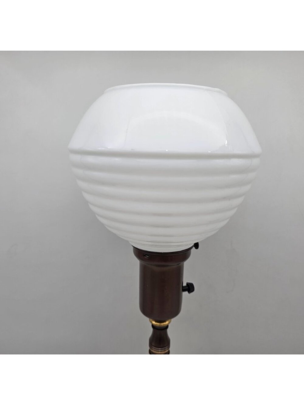 Mid Century Brass Marble Urn Torchiere Table Lamp Milk Glass Shade 25.5" - Picture 3 of 16